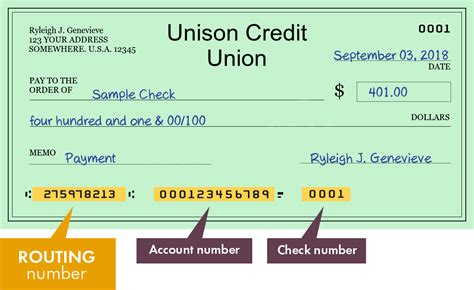 unison credit union account number